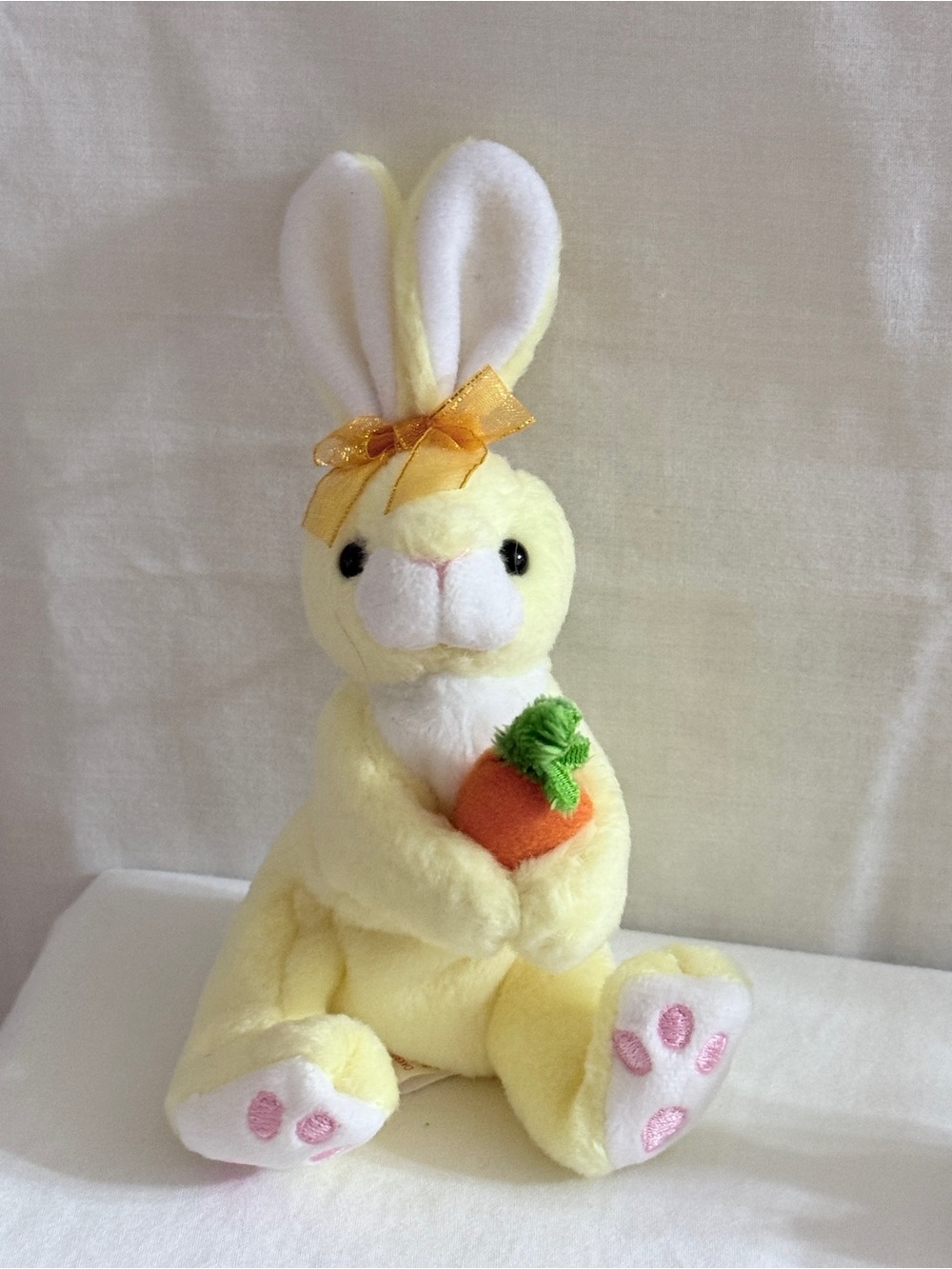 Yellow Plush Bunny with Carrot - Soft Small Pet Toy